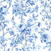 Couverture Sherpa Chic bleu royal Toile Roses motif floral Doux