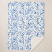 Couverture Sherpa Chic bleu royal Toile Roses motif floral Doux (Devant)