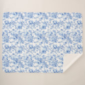 Couverture Sherpa Chic bleu royal Toile Roses motif floral Doux (Devant (Horizontal))
