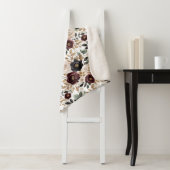 Couverture Sherpa Chic Bourgogne Crème Floral   (En situation)