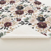 Couverture Sherpa Chic Bourgogne Crème Floral   (3/4)