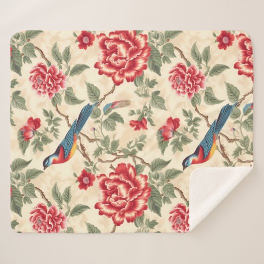 Couverture Sherpa Chic chinoiserie beige (Devant (Horizontal))