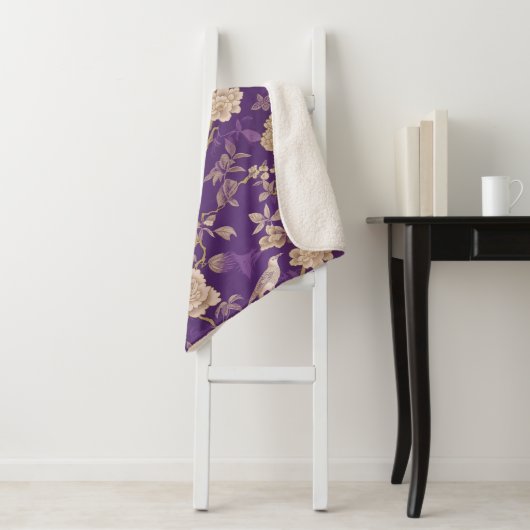 Couverture Sherpa Chic chinoiserie violette (En situation)