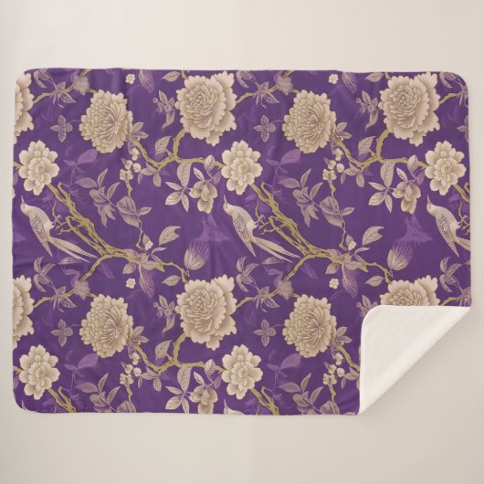 Couverture Sherpa Chic chinoiserie violette (Devant (Horizontal))