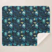 Couverture Sherpa Chic chrysanthème turquoise (Devant (Horizontal))