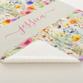 Couverture Sherpa Chic colorful wildflowers watercolor script name (3/4)
