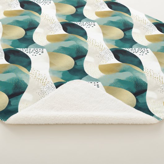 Couverture Sherpa Chic Gold Green White Abstrait (3/4)
