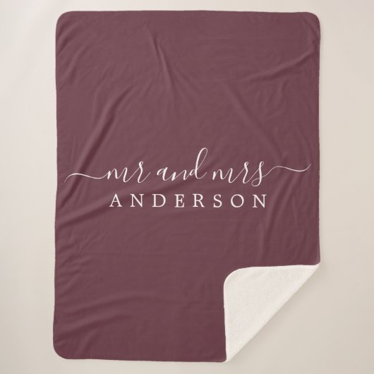 Couverture Sherpa Chic Newlysée M. Mme Burgundy Monogram (Devant)
