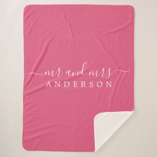 Couverture Sherpa Chic Newlysée M. Mme Hot Pink Monogram (Devant)