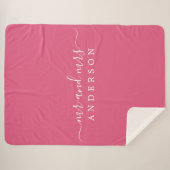 Couverture Sherpa Chic Newlysée M. Mme Hot Pink Monogram (Devant (Horizontal))