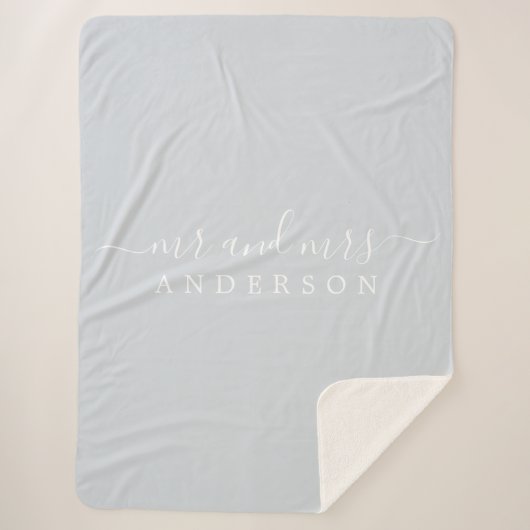 Couverture Sherpa Chic Newlysée M. Mme Ice Blue Monogram (Devant)