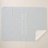Couverture Sherpa Chic Newlysée M. Mme Ice Blue Monogram (Devant (Horizontal))