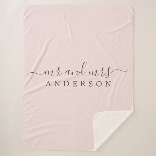 Couverture Sherpa Chic Newlysée M. Mme Pastel Pink Monogram (Devant)