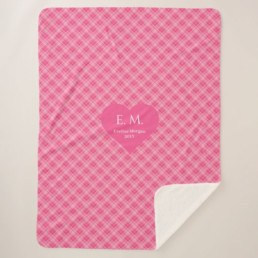 Couverture Sherpa Chic Pink Red Hearts Personalized Valentine Gift (Devant)