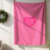 Couverture Sherpa Chic Pink Red Hearts Personalized Valentine Gift