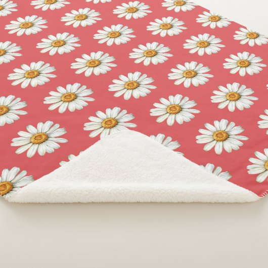 Couverture Sherpa Chic Red White Daisy Flowers Birthday (3/4)