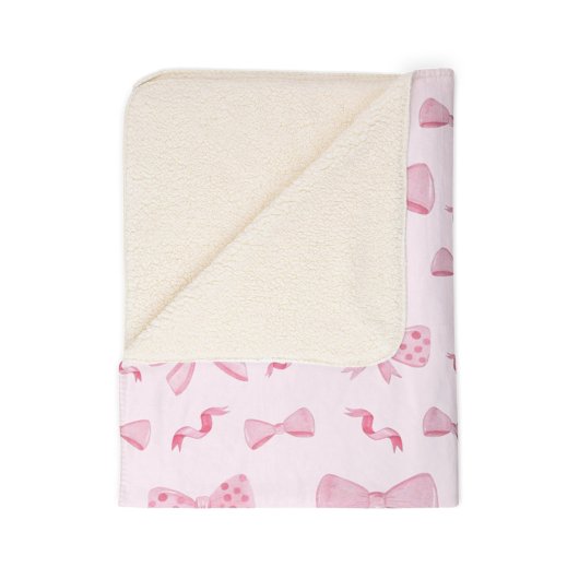 Couverture Sherpa Chic rose élégant Coquette Bow Répéter Motif