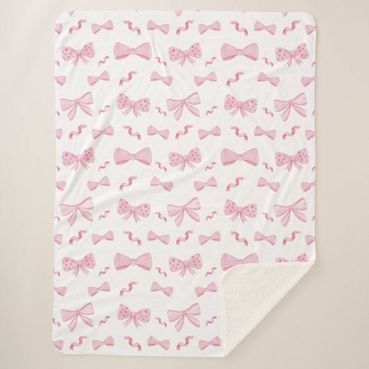 Couverture Sherpa Chic rose élégant Coquette Bow Répéter Motif (Devant)