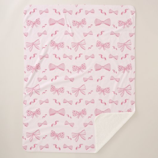 Couverture Sherpa Chic rose élégant Coquette Bow Répéter Motif (Devant)