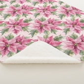 Couverture Sherpa Chic rose Poinsettia Fleurs Noël (3/4)