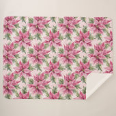 Couverture Sherpa Chic rose Poinsettia Fleurs Noël (Devant (Horizontal))