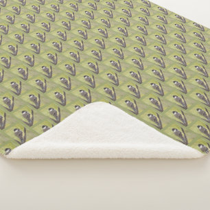 Couverture Sherpa Chickadee Bird - peinture acrylique.