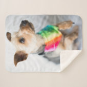Couverture Sherpa Chien arc-en-ciel Gay pride| Yorkshire Terrier (Devant (Horizontal))
