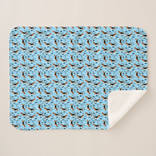 Couverture Sherpa Chien beagle Motif bleu (Devant (Horizontal))
