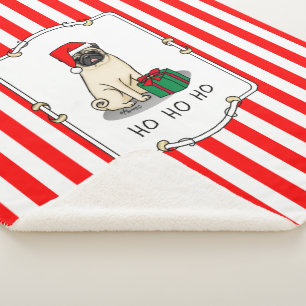 Couverture Sherpa Chien Carlin de Noël de Noël de Père Noël (faon cl