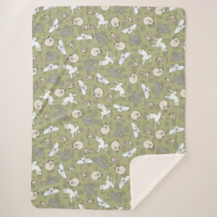 Couverture Sherpa Chien couché imprimé inspiré en gris vert