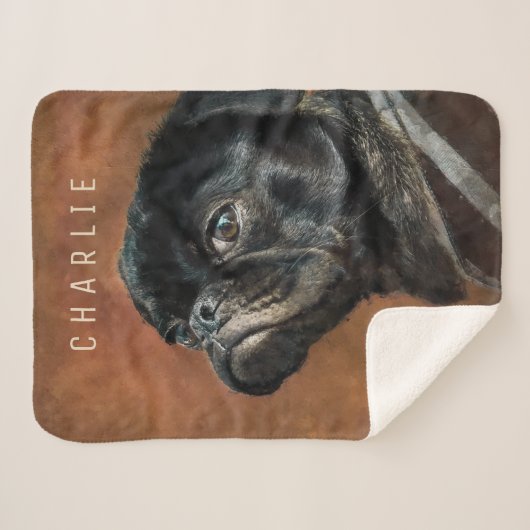 Couverture Sherpa Chien de Carlin noir (Devant (Horizontal))