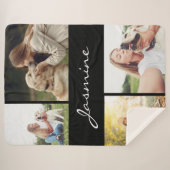 Couverture Sherpa Chien de collage moderne de 4 photos (Devant (Horizontal))