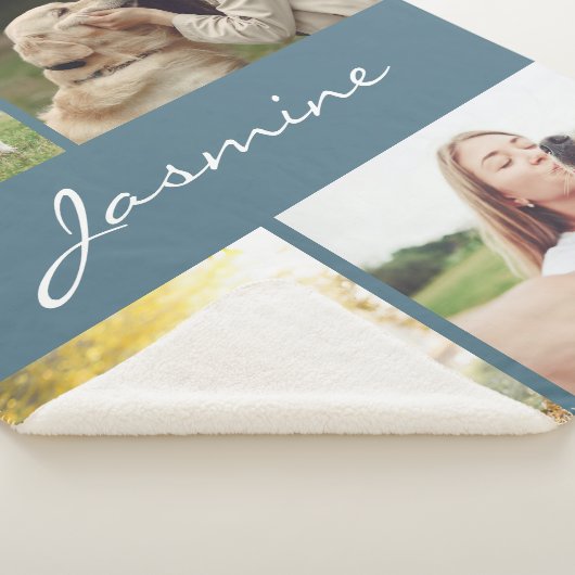 Couverture Sherpa Chien de collection photo bleu Dusty moderne (3/4)