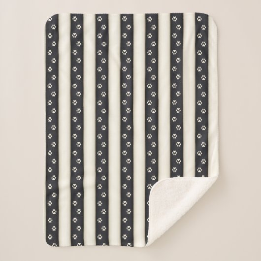 Couverture Sherpa Chien Empreintes de pattes Black & Antique White A (Devant)