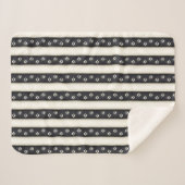 Couverture Sherpa Chien Empreintes de pattes Black & Antique White A (Devant (Horizontal))
