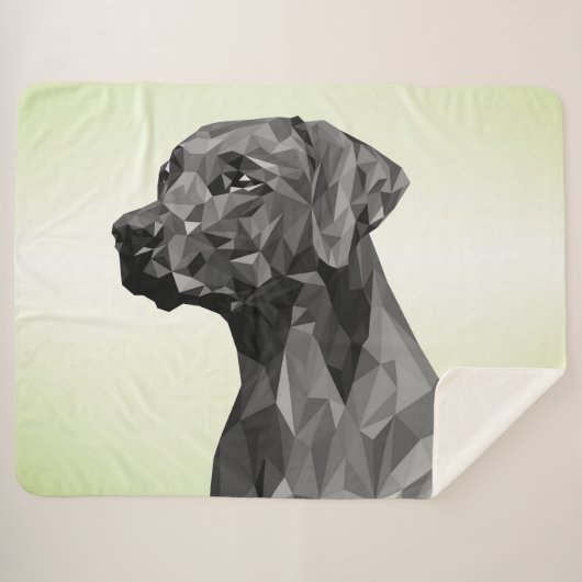 Couverture Sherpa Chien géométrique gris vert (Devant (Horizontal))