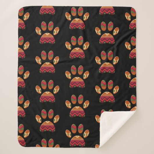 Couverture Sherpa Chien Motif Aztèque Paw (Devant)