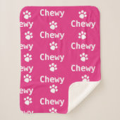 Couverture Sherpa Chien Paw Nom Rose Blanc (Devant)