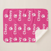 Couverture Sherpa Chien Paw Nom Rose Blanc (Devant (Horizontal))