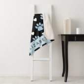 Couverture Sherpa Chien Paws, Blue Paws, White Hearts, Votre Nom (En situation)