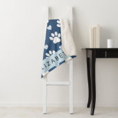 Couverture Sherpa Chien Paws, White Paws, Blue Hearts, Votre Nom (En situation)