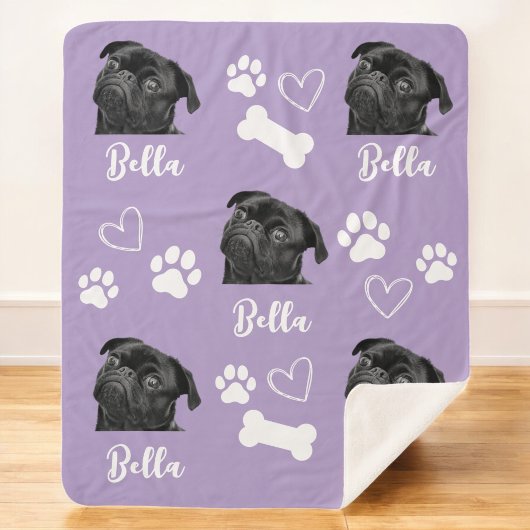 Couverture Sherpa Chien Personnalisé Aimer Animaux 5 Photo Collage