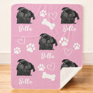 Couverture Sherpa Chien Personnalisé Aimer Animaux 5 Photo Collage