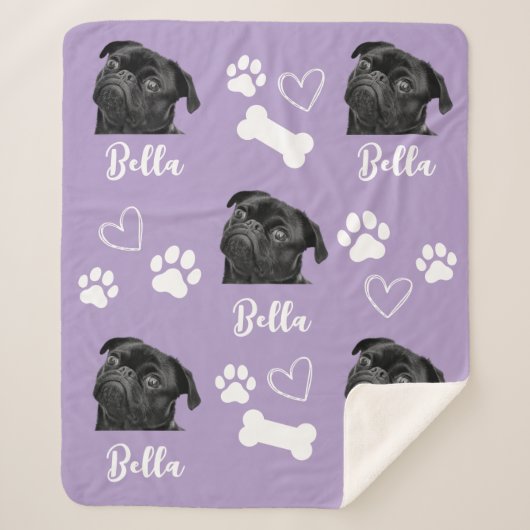 Couverture Sherpa Chien Personnalisé Aimer Animaux 5 Photo Collage (Devant)