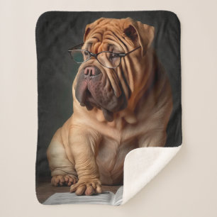 Couverture Sherpa Chien Shar Pei Intelligent avec Conception de Livr