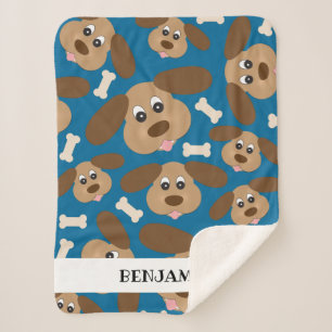 Couverture Sherpa Chien souriant mignon aux grosses oreilles personn