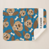 Couverture Sherpa Chien souriant mignon aux grosses oreilles personn (Devant (Horizontal))