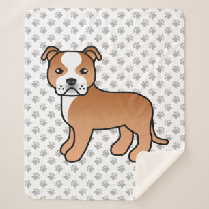 Couverture Sherpa Chien Staffordshire Bull Terrier Rouge Et Blanc