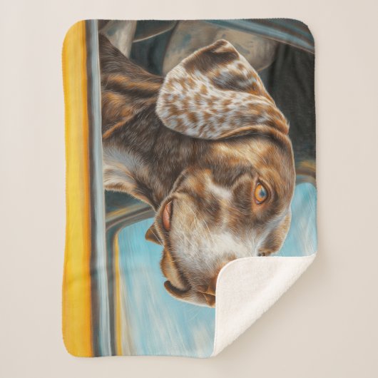 Couverture Sherpa Chien tacheté sur une voiture Aventure Art Imprime (Devant)