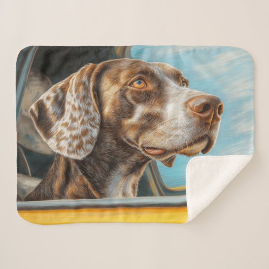 Couverture Sherpa Chien tacheté sur une voiture Aventure Art Imprime (Devant (Horizontal))
